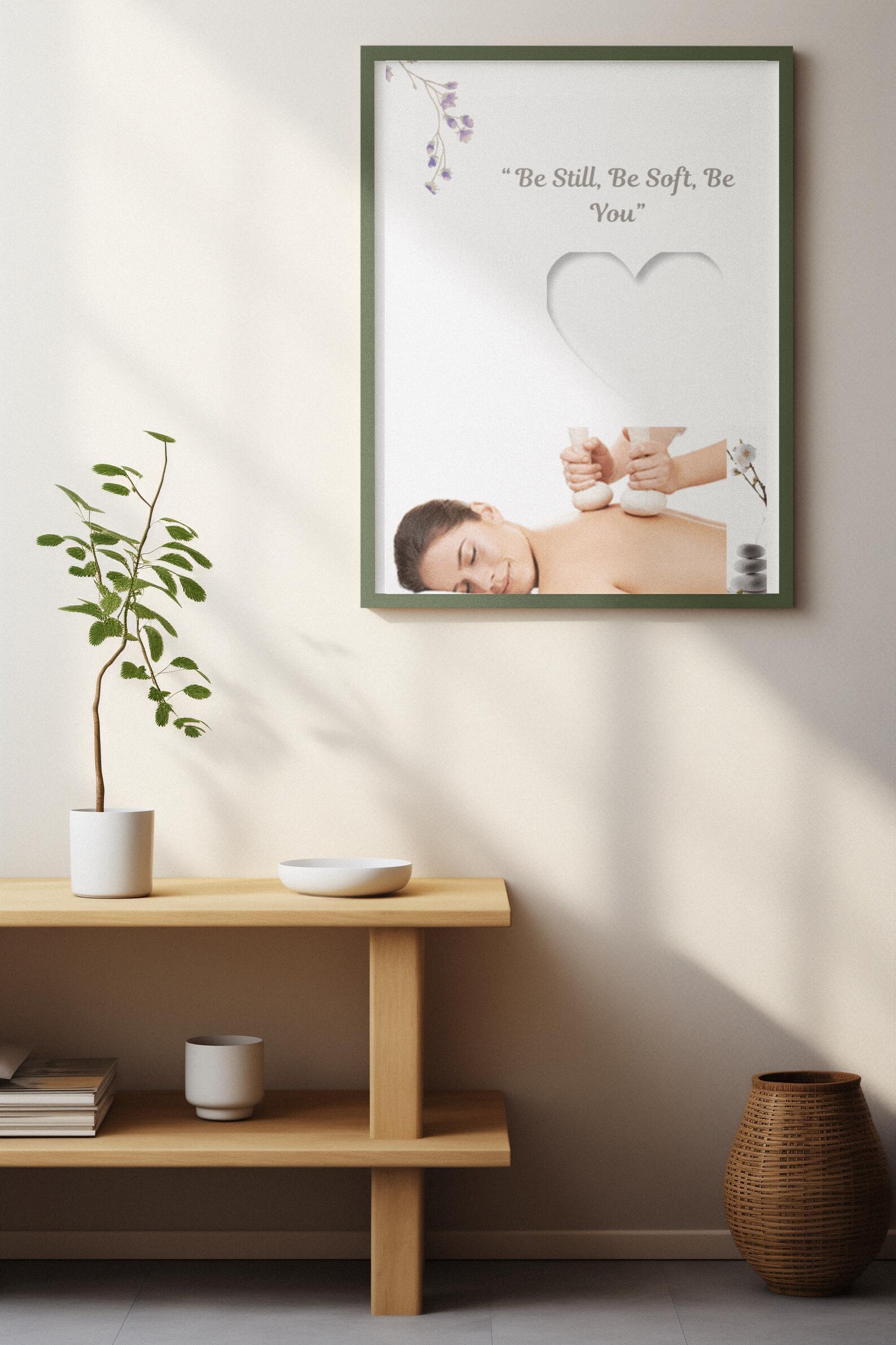 Herbal Compress Massage Wall Art, Calming Spa Printable | Self-Care Quote | Wellness Digital Download